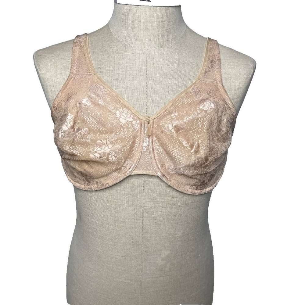 Wacoal Bra 34G Beige Minimizer Tan Underwire Side Smoother Lace Beige